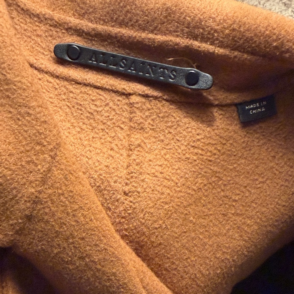 AllSaints Camel Wool Belted Coat - Picture 2 of 9